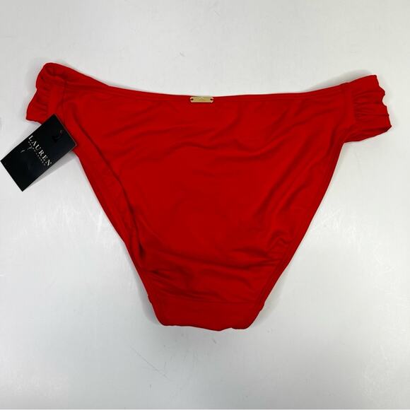 Lauren Ralph Lauren Beach Club Solids Shirred Hipster bottom orange - 8 - Picture 7 of 11